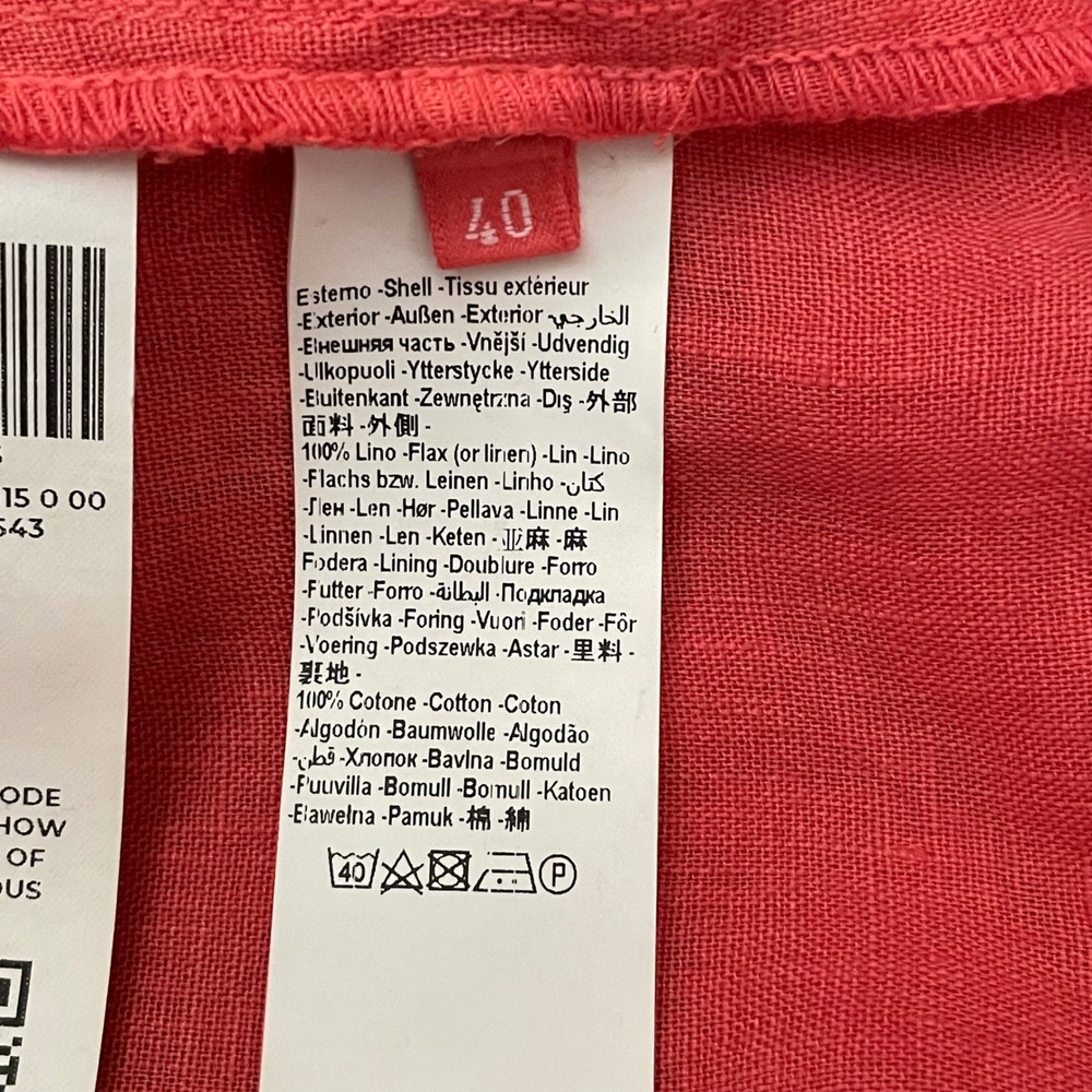 120% Lino Linen Maxi Dress Small Coral Pink Tiered Halter V-Neck Italy - Picture 5 of 9